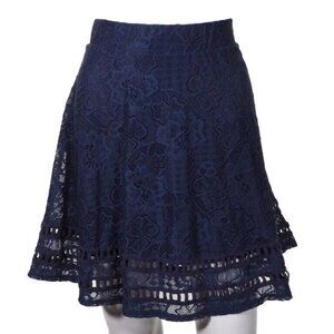 Xhilaration Womens Navy Lace Skater Skirt With Lining Medium Size